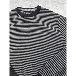 CHAPS Mens Striped Crewneck Sweater Black White Pullover Knit Size Medium